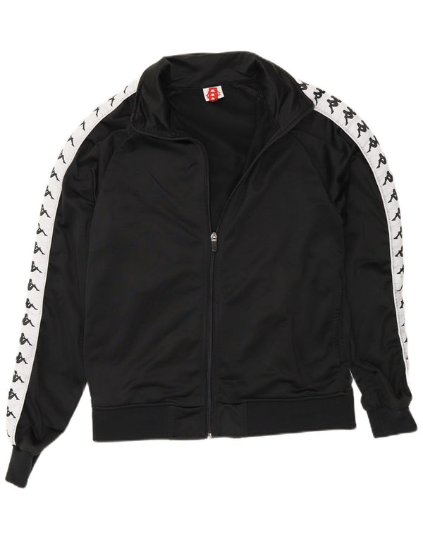 Kappa Womens Graphic Tracksuit Top Jacket UK 10 Small Black Colourblock