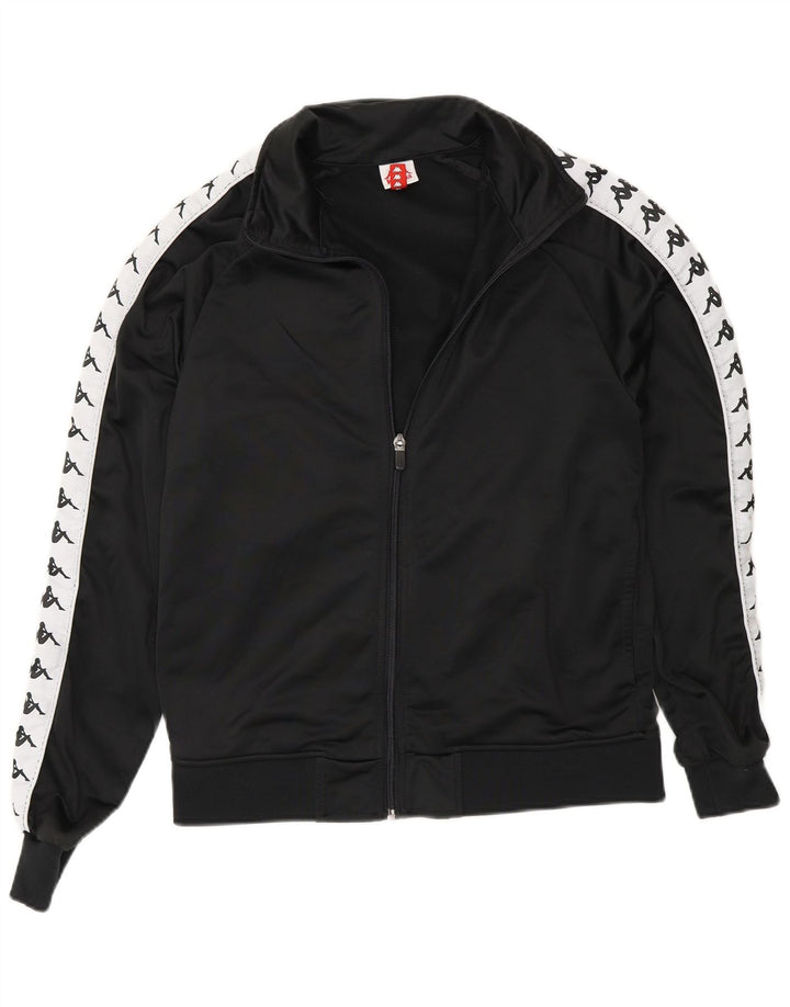Kappa Womens Graphic Tracksuit Top Jacket UK 10 Small Black Colourblock