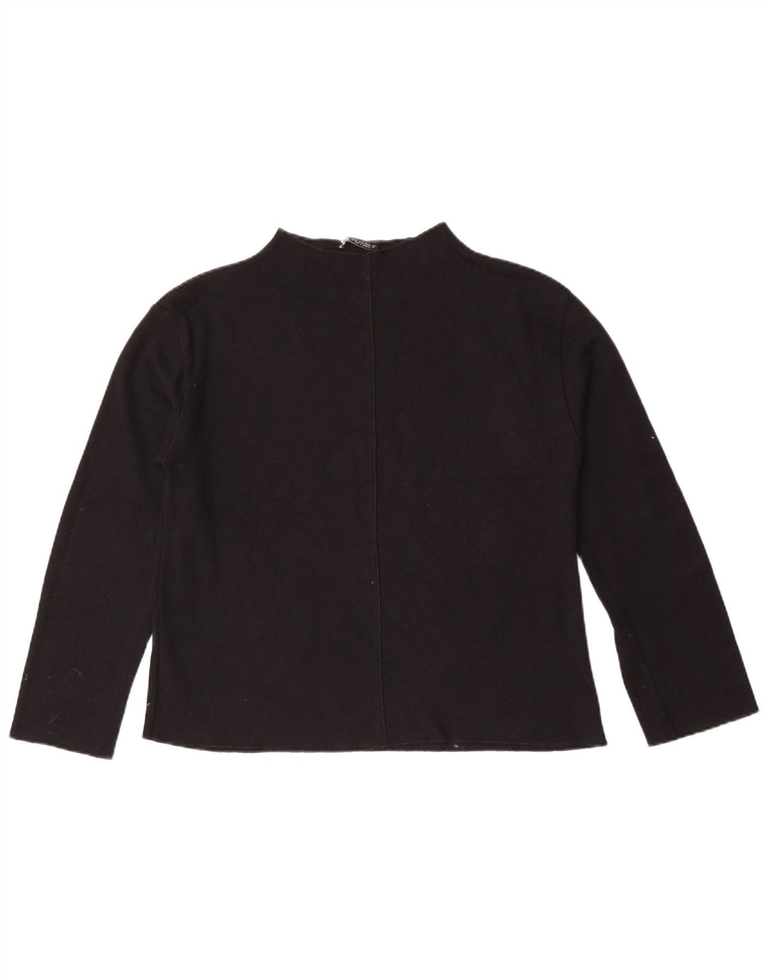 Zara Womens Top Long Sleeve UK 14 Medium Black Cotton