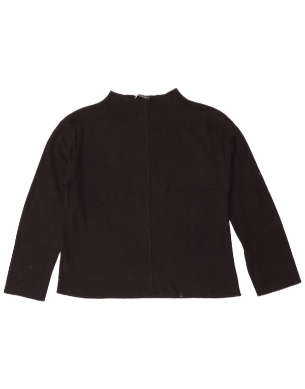 Zara Womens Top Long Sleeve UK 14 Medium Black Cotton