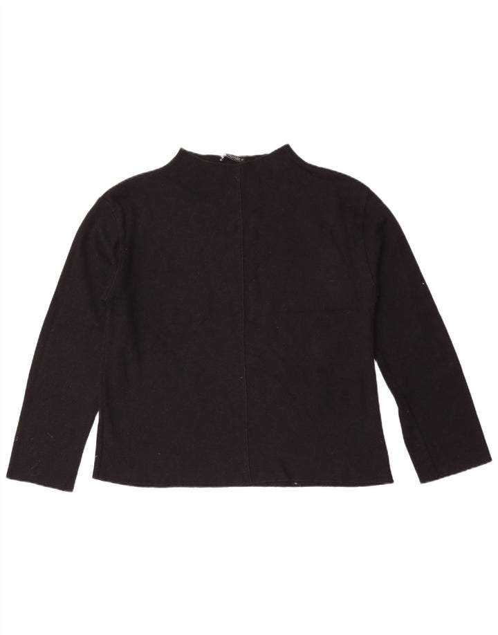Zara Womens Top Long Sleeve UK 14 Medium Black Cotton