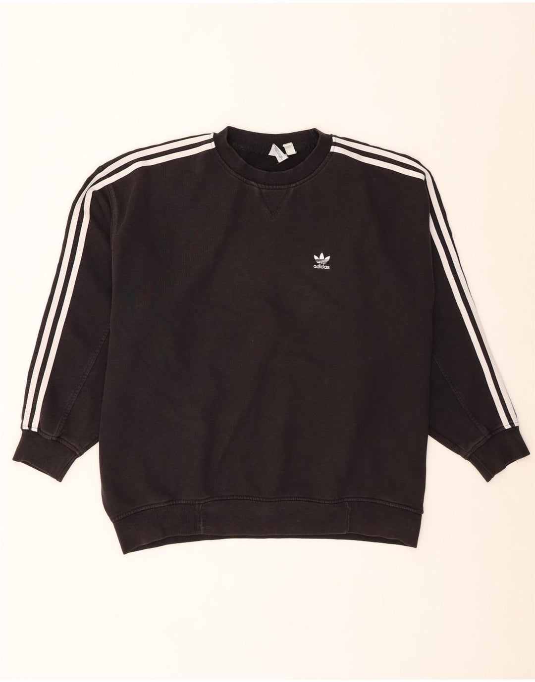Adidas Womens Oversized Sweatshirt Jumper UK 8 Small Black Cotton