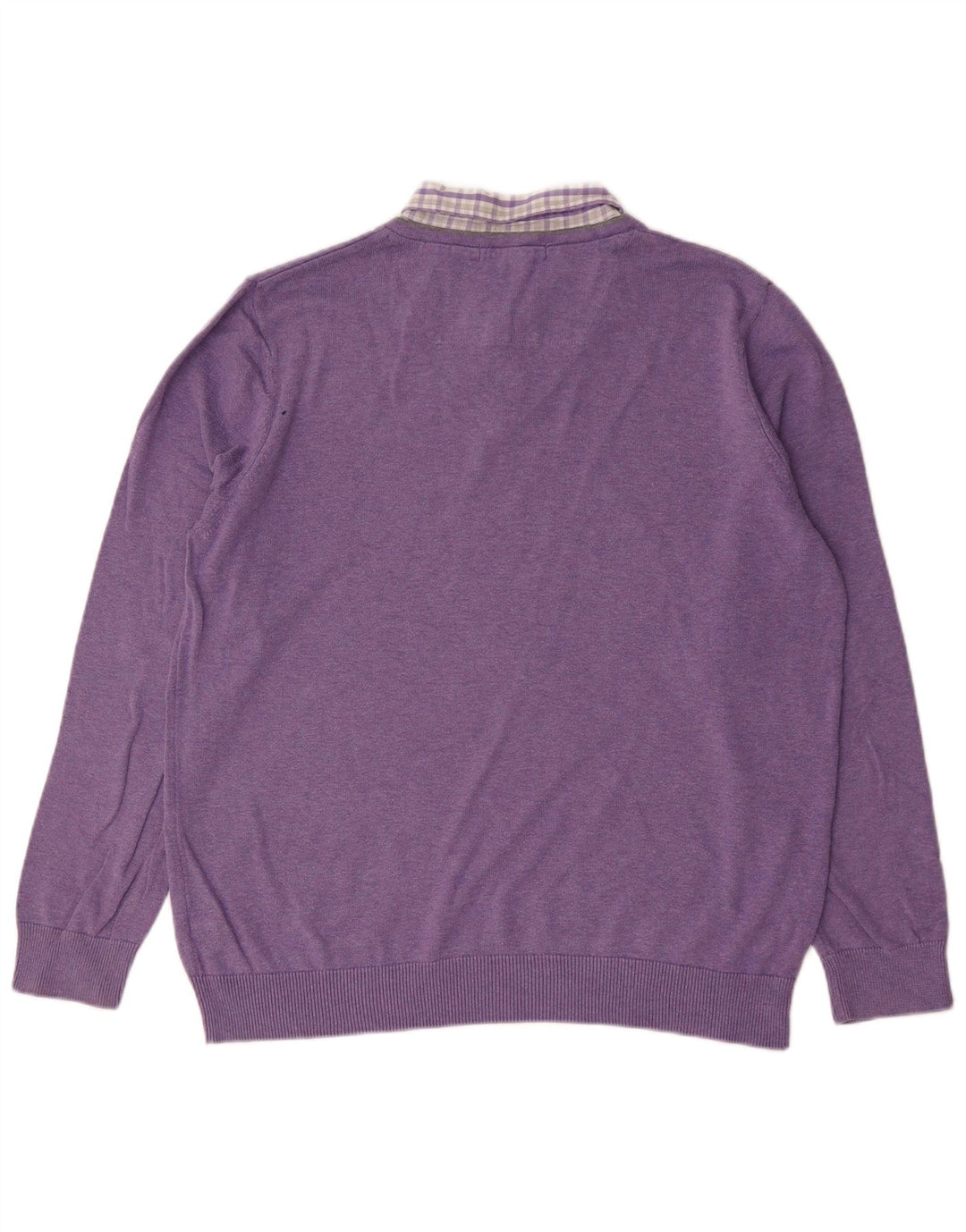 Marks & Spencer Mens V-Neck Jumper Sweater Large Purple Cotton