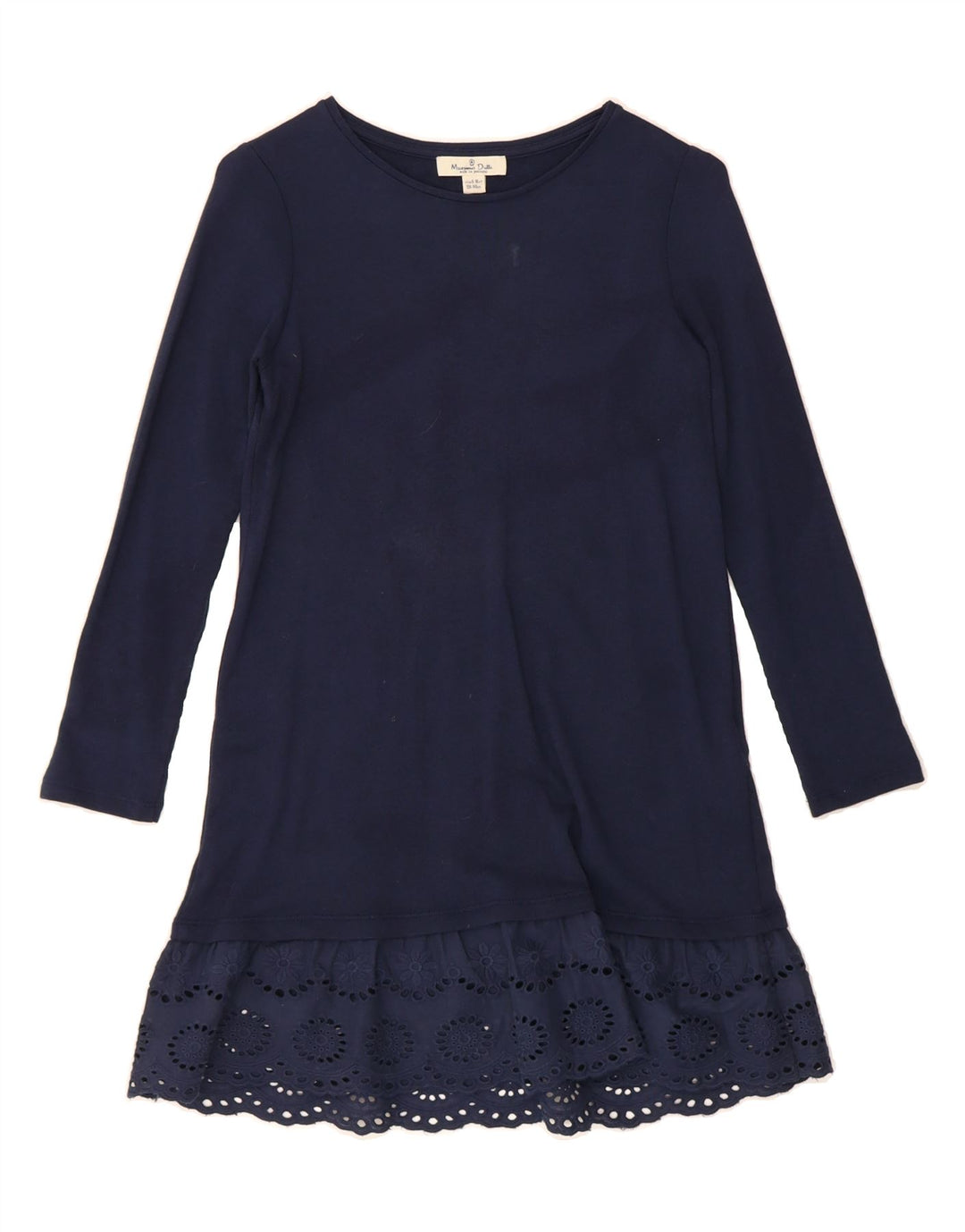 MASSIMO DUTTI Girls Long Sleeve Basic Dress 9-10 Years Navy Blue Cotton Vintage Massimo Dutti and Second-Hand Massimo Dutti from Messina Hembry 