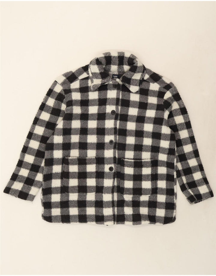 LEE Womens Fleece Jacket UK 18 XL Black Gingham Polyester Vintage Lee and Second-Hand Lee from Messina Hembry 
