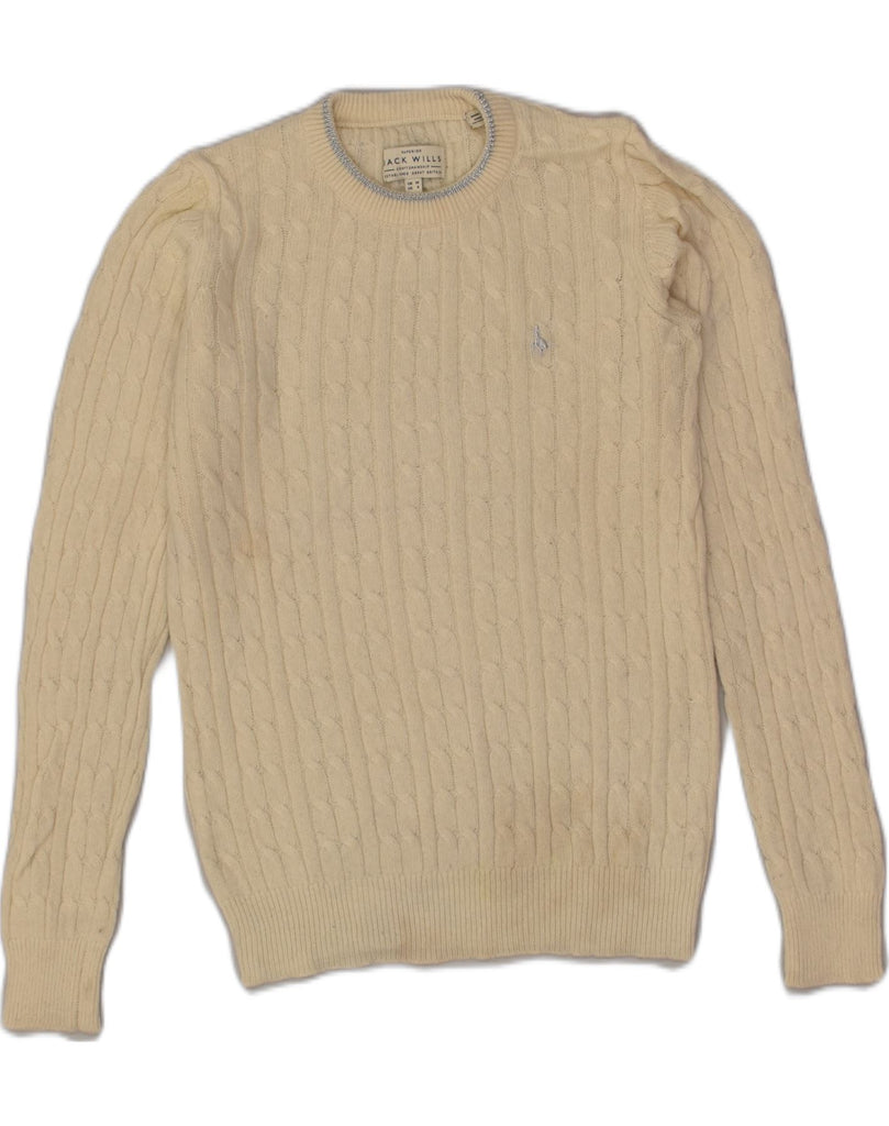 JACK WILLS Womens Crew Neck Jumper Sweater UK 10 Small Beige | Vintage Jack Wills | Thrift | Second-Hand Jack Wills | Used Clothing | Messina Hembry 