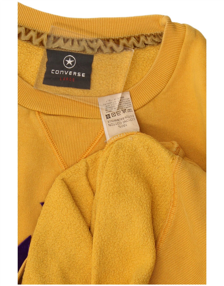 Converse Mens Graphic Sweatshirt Jumper Large Yellow Cotton