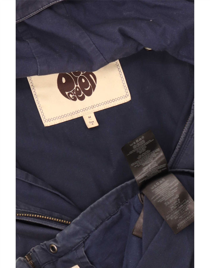 Pretty Green Mens Hooded Bomber Jacket UK 38 Medium Navy Blue Cotton