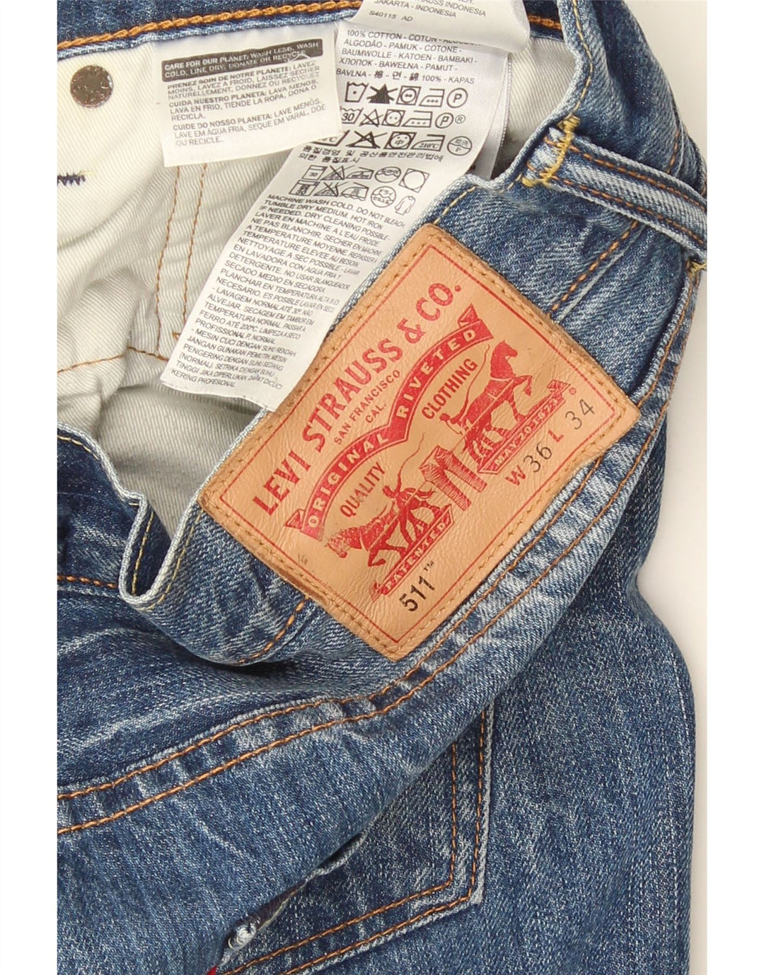 Levi's Mens 511 Slim Jeans W36 L34 Blue Cotton