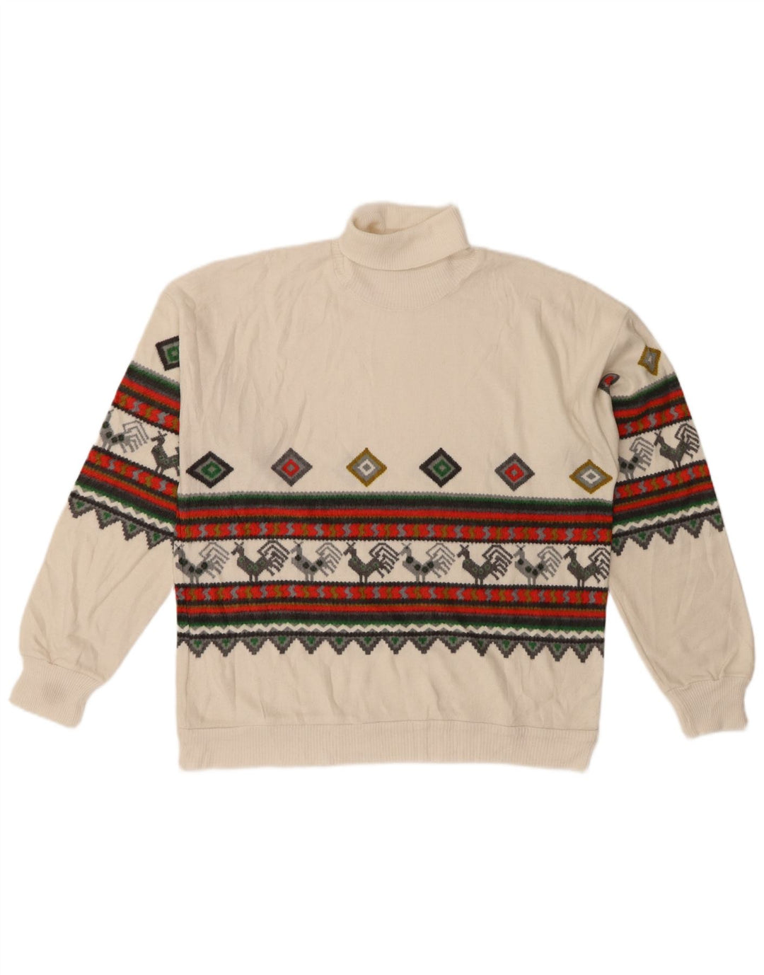 Vintage Womens Roll Neck Jumper Sweater IT 44/46 Medium White Polyacrylic