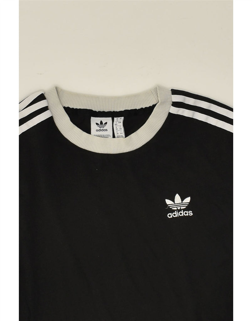 ADIDAS Womens T-Shirt Top UK 12 Medium  Black Cotton | Vintage Adidas | Thrift | Second-Hand Adidas | Used Clothing | Messina Hembry 