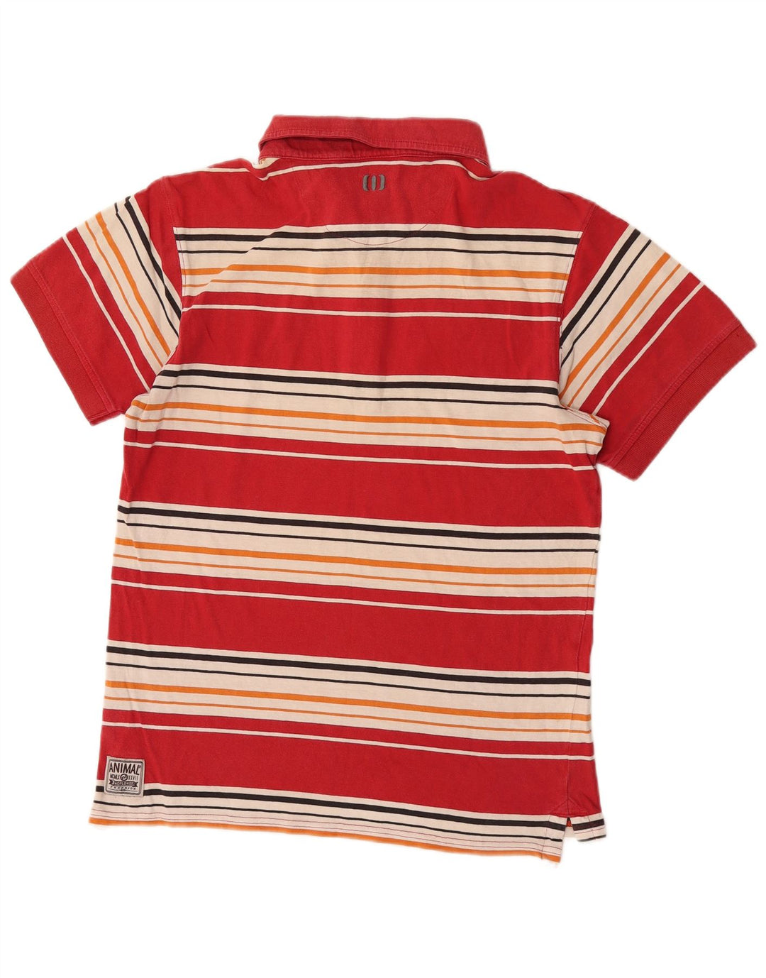 Animal Mens Polo Shirt Medium Red Striped Cotton
