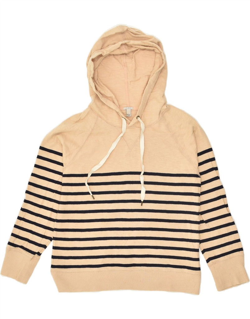 J. CREW Womens Hoodie Jumper UK 10 Small Beige Striped Cotton | Vintage J. Crew | Thrift | Second-Hand J. Crew | Used Clothing | Messina Hembry 