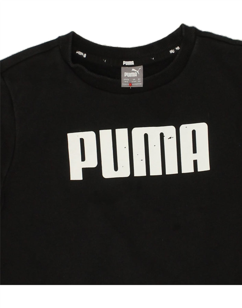 PUMA Boys Graphic Sweatshirt Jumper 11-12 Years Black Cotton | Vintage Puma | Thrift | Second-Hand Puma | Used Clothing | Messina Hembry 