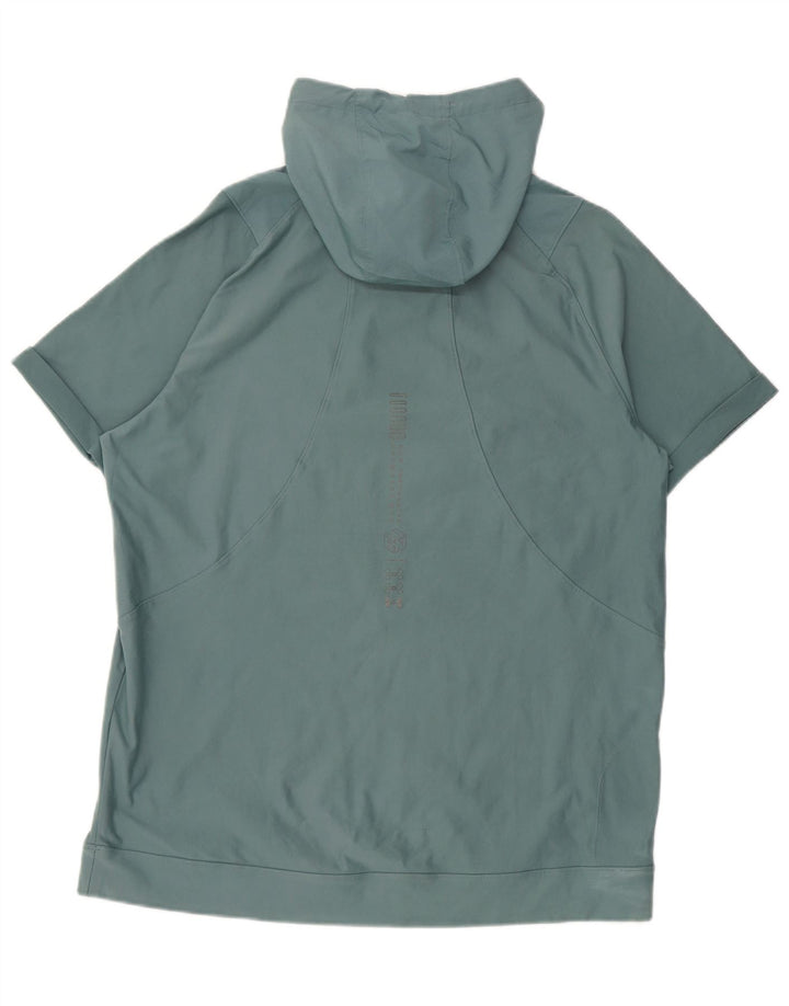 Under Armour Mens Hooded Pullover Tracksuit Top Large Turquoise Elastane