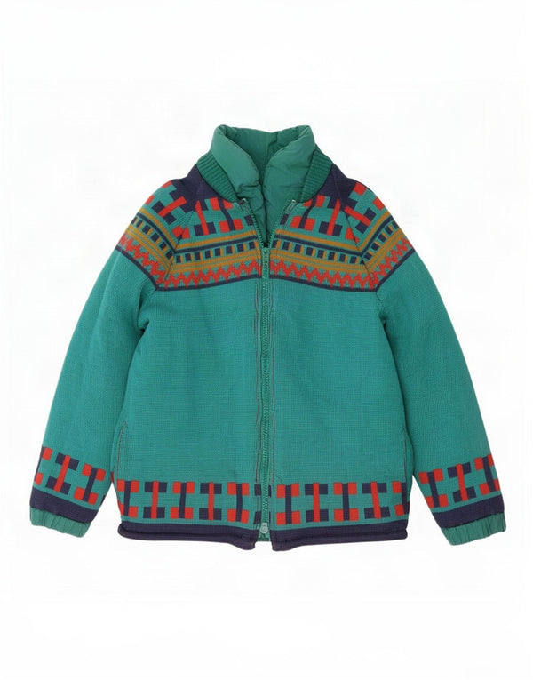 Brunik Mens Reversible Jacket UK 38 Medium Green Geometric