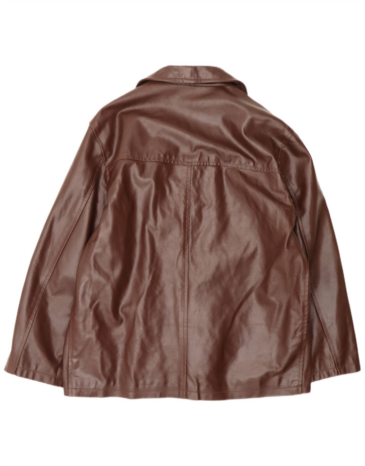 Conbipel Mens 3 Button Leather Blazer Jacket UK 40 Large Brown Leather
