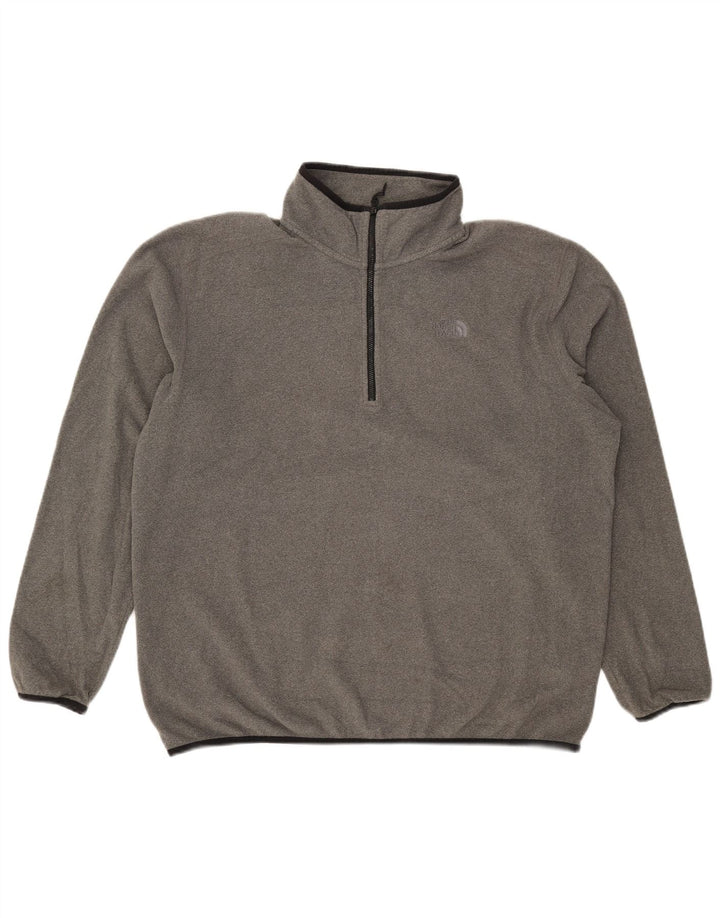 The North Face Mens Zip Neck Fleece Jumper XL Grey Polyester