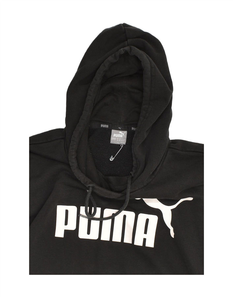 PUMA Womens Graphic Hoodie Jumper UK 18 XL Black Cotton | Vintage Puma | Thrift | Second-Hand Puma | Used Clothing | Messina Hembry 