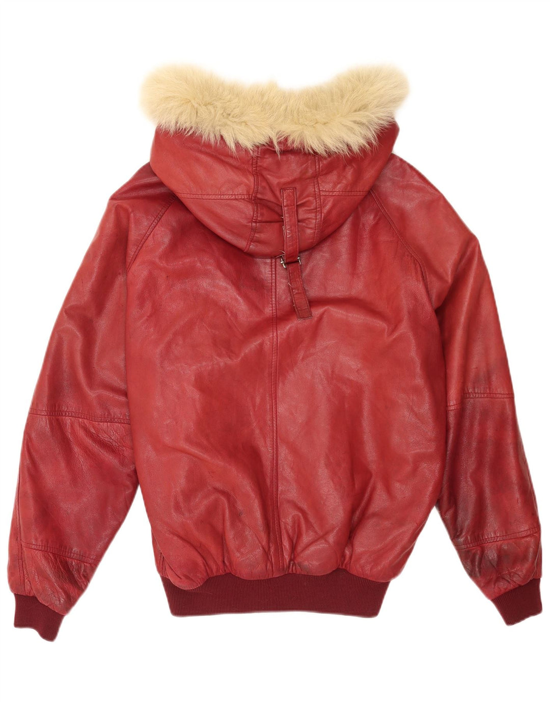 Charles Chevignon Mens Hooded Leather Jacket UK 38 Medium Burgundy