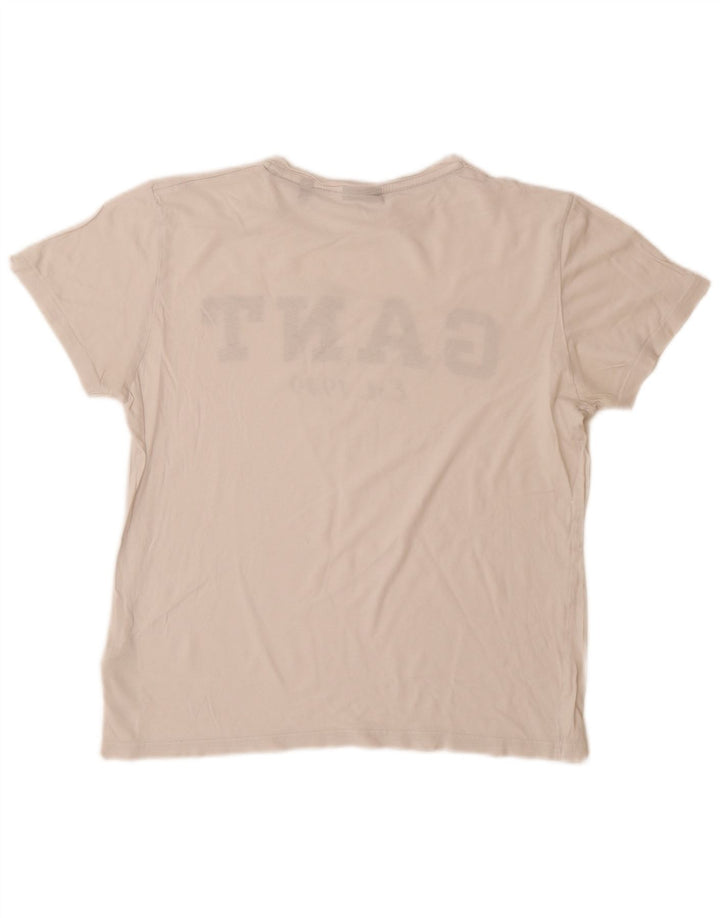 Gant Womens Graphic T-Shirt Top UK 14 Medium Off White Cotton