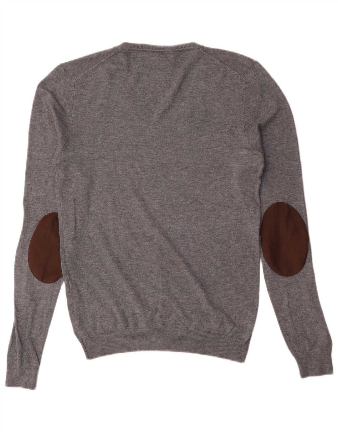 Zara Mens V-Neck Jumper Sweater Medium Grey Viscose