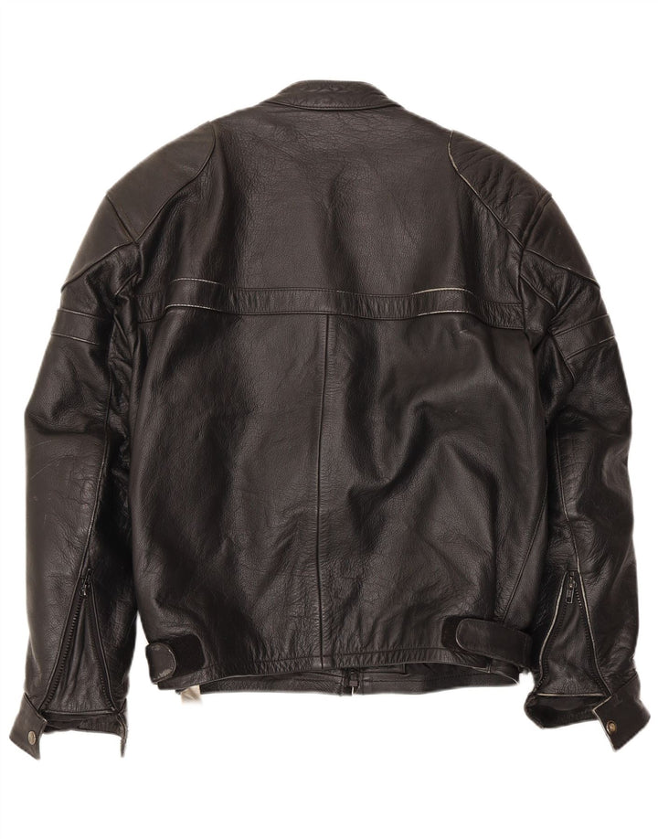 VINTAGE Mens Leather Racer Jacket UK 40 Large Black Leather