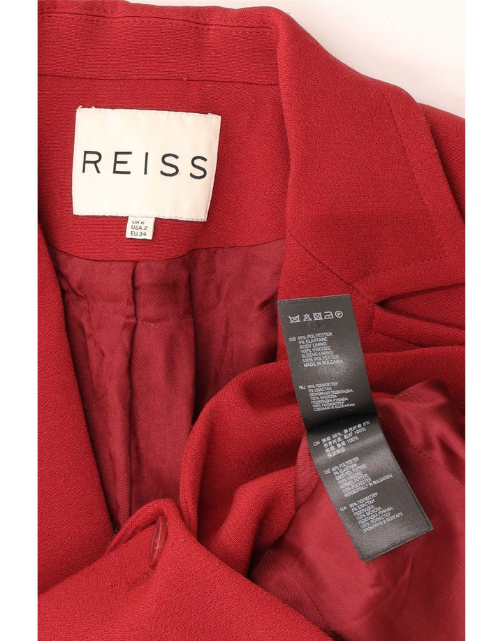Reiss Womens 1 Button Blazer Jacket UK 6 XS Red Polyester