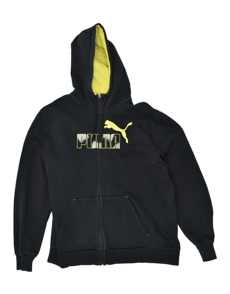 PUMA Mens Graphic Zip Hoodie Sweater XL Black Cotton | Vintage Puma | Thrift | Second-Hand Puma | Used Clothing | Messina Hembry 