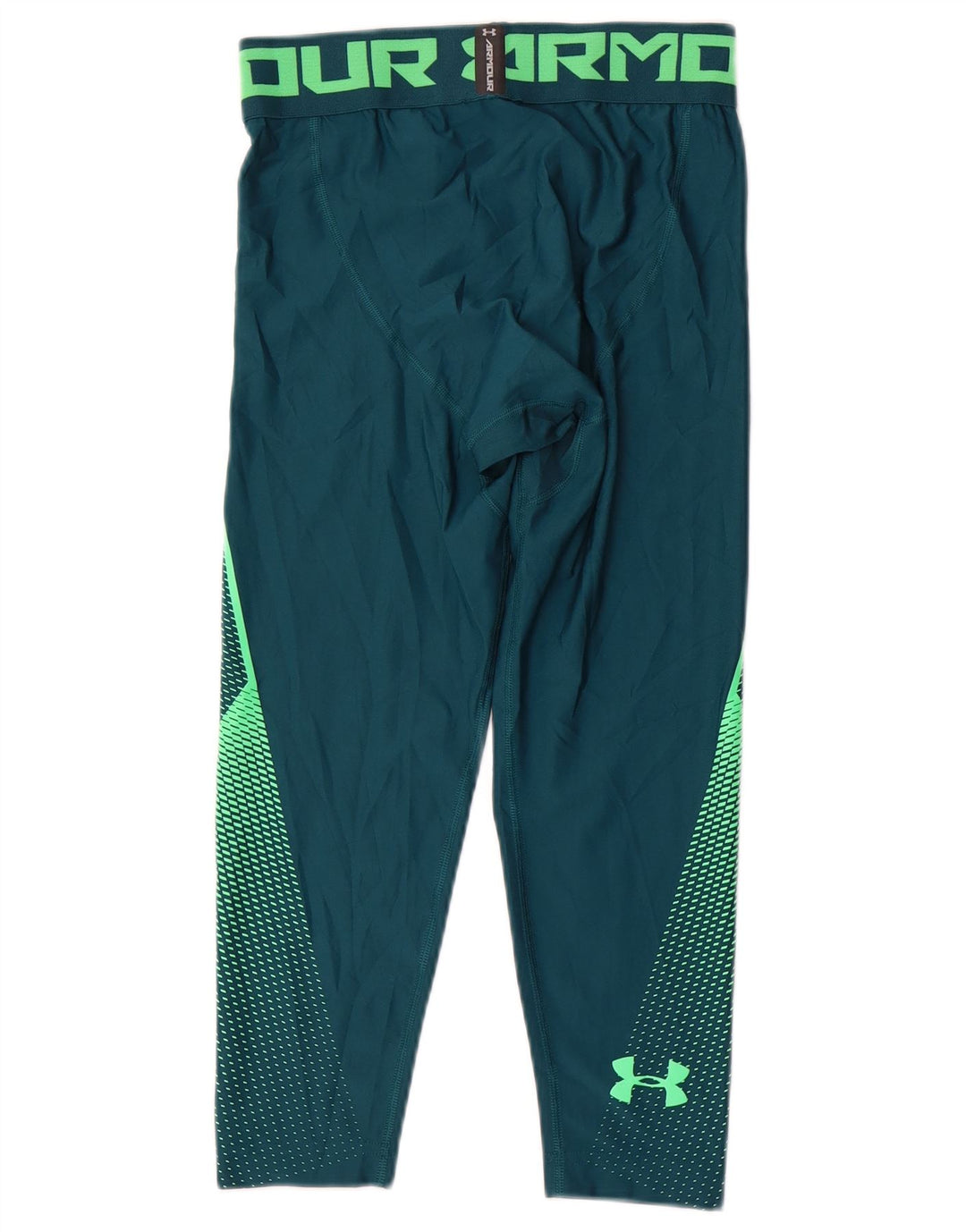 Under Armour Mens Compression Graphic Capri Leggings Medium Green Geometric