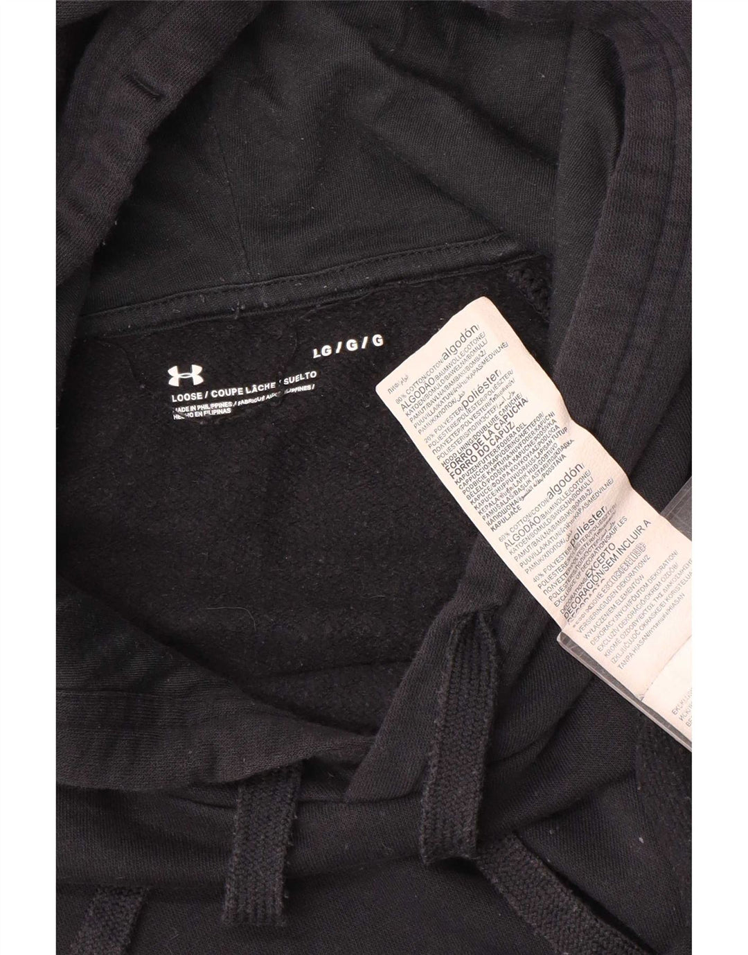 Under Armour Mens Hoodie Jumper Large Black Cotton