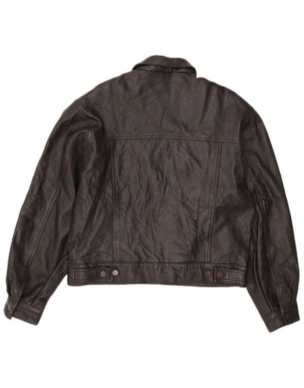 Vintage Mens Bomber Leather Jacket UK 36 Small Black
