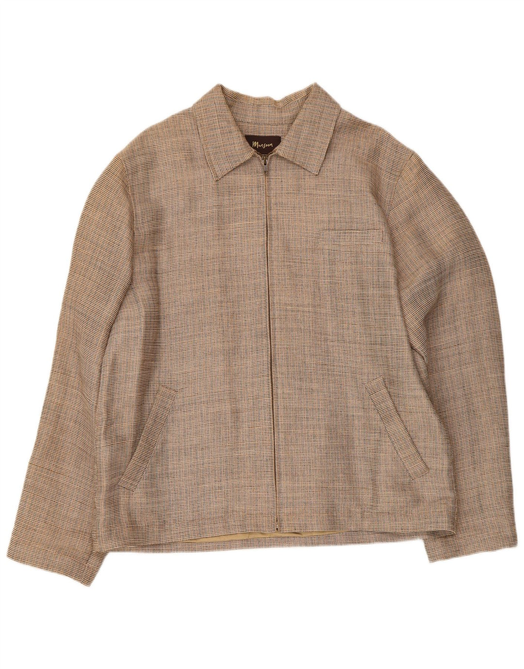 Monsoon Mens Bomber Jacket UK 40 Large Beige Check