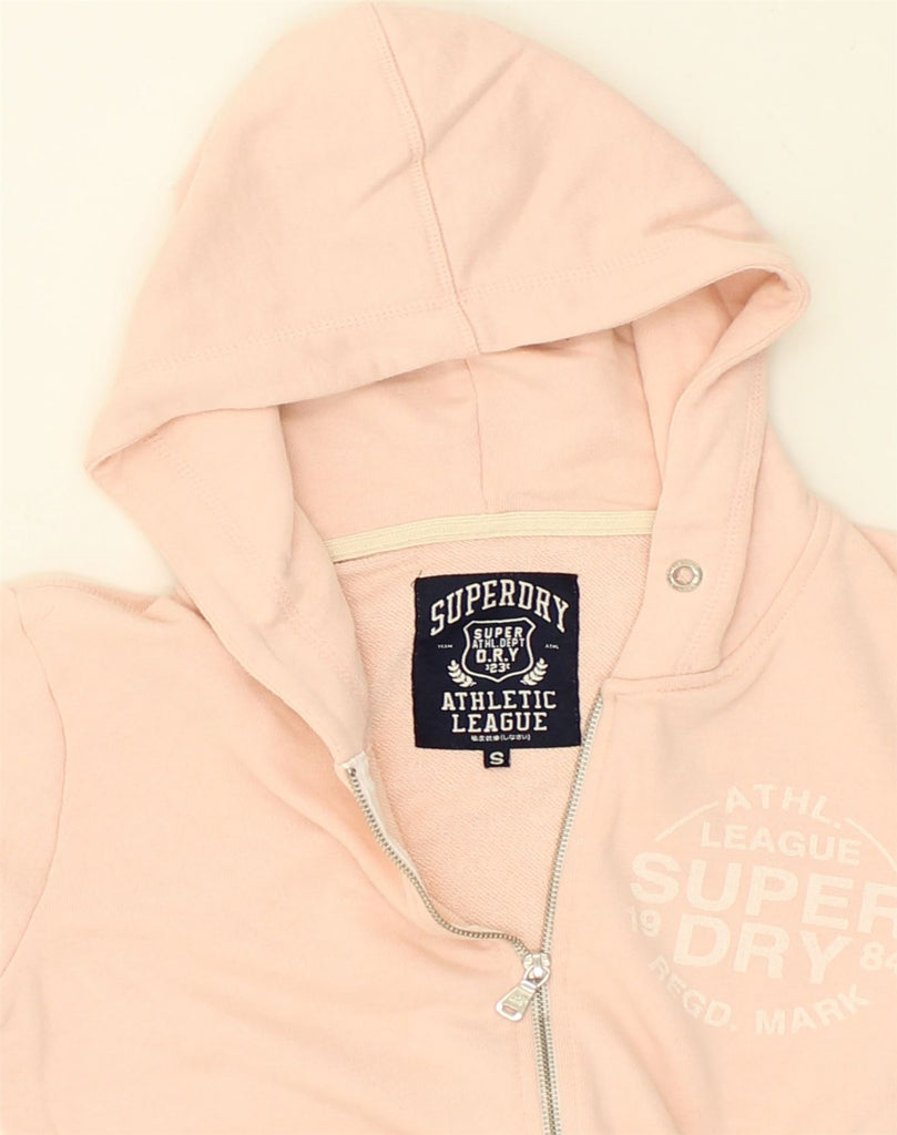 SUPERDRY Womens Zip Hoodie Sweater UK 8 Small Beige Cotton | Vintage Superdry | Thrift | Second-Hand Superdry | Used Clothing | Messina Hembry 