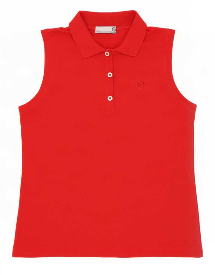 Sergio Tacchini Womens Sleeveless Polo Shirt IT 44 Medium Red