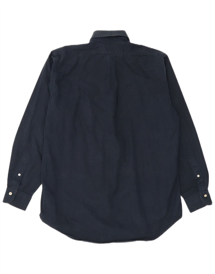 AQUASCUTUM Mens Loose Fit Shirt Medium Navy Blue Cotton