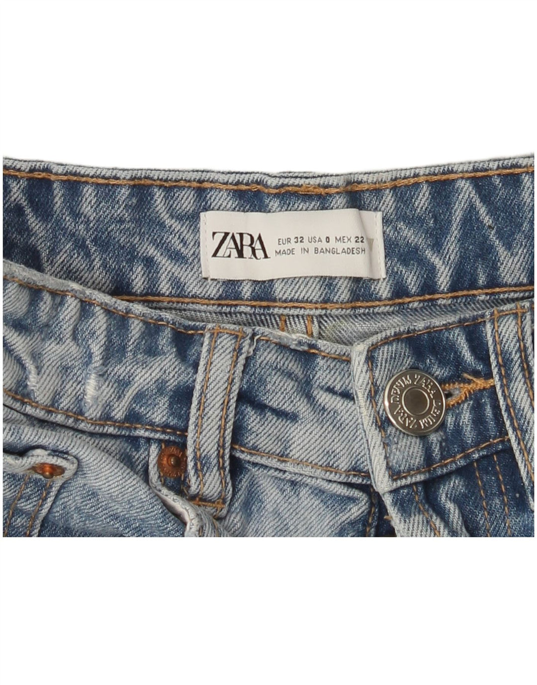 ZARA Womens Distressed Denim Shorts US 0 XS W22 Blue