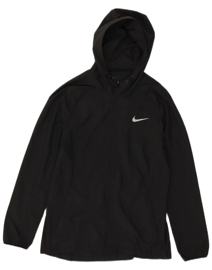 Nike Womens Hooded Rain Jacket UK 12 Medium Black Polyester