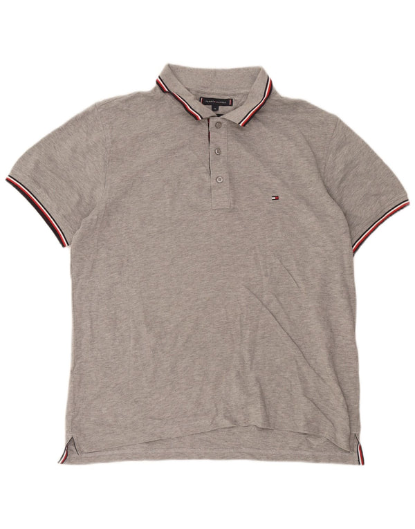 Tommy Hilfiger Mens Slim Fit Polo Shirt XL Grey Flecked Cotton