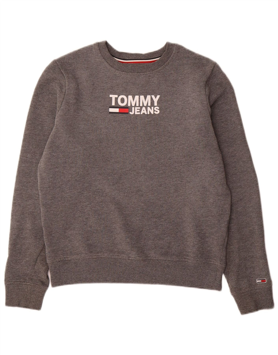 TOMMY HILFIGER Womens Oversized Graphic Sweatshirt Jumper UK 6 XS Grey