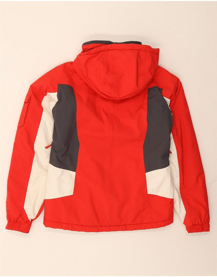COLUMBIA Boys Hooded Windbreaker Jacket 15-16 Years Red Colourblock Vintage Columbia and Second-Hand Columbia from Messina Hembry 