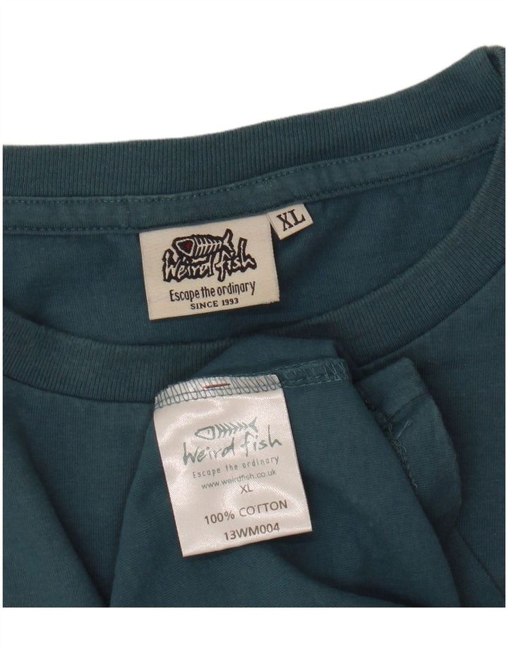 WEIRD FISH Mens Graphic T-Shirt Top XL Blue Cotton