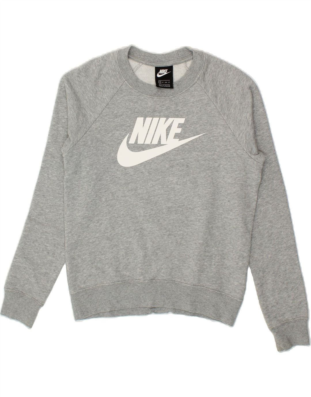 NIKE Womens Oversized Graphic Sweatshirt Jumper UK 6  XS Grey Cotton Vintage Nike and Second-Hand Nike from Messina Hembry 