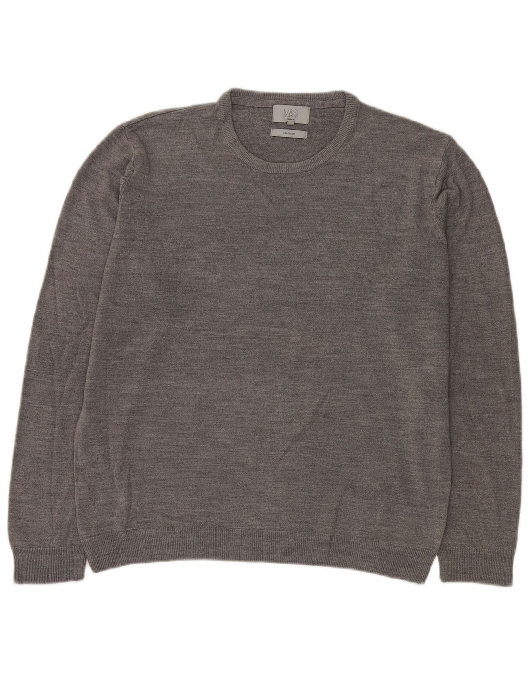 Marks & Spencer Mens Regular Fit Crew Neck Jumper Sweater XL Grey Acrylic