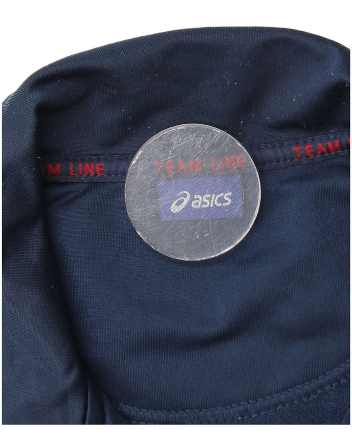 Asics Mens Tracksuit Top Jacket Small Navy Blue Colourblock Polyester
