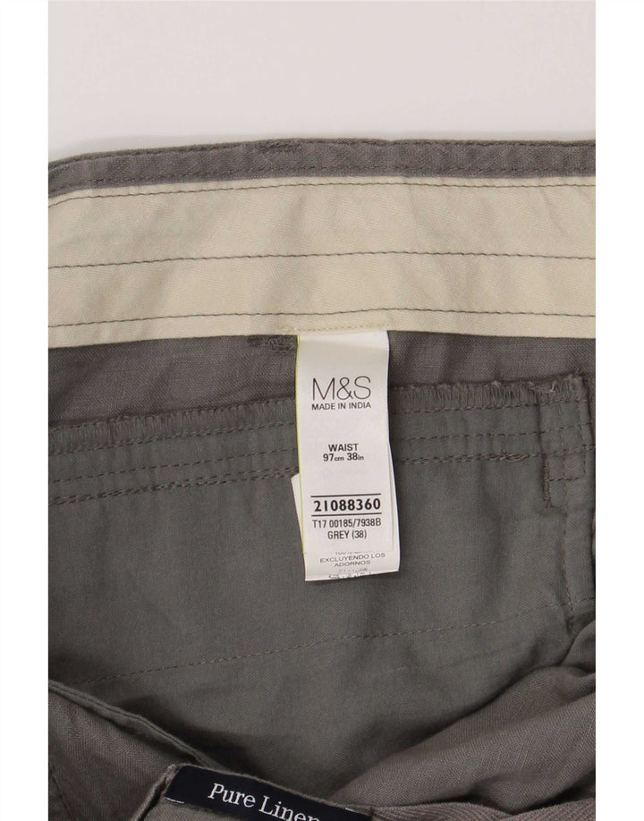 Marks & Spencer Mens Chino Shorts W38 XL Grey Linen