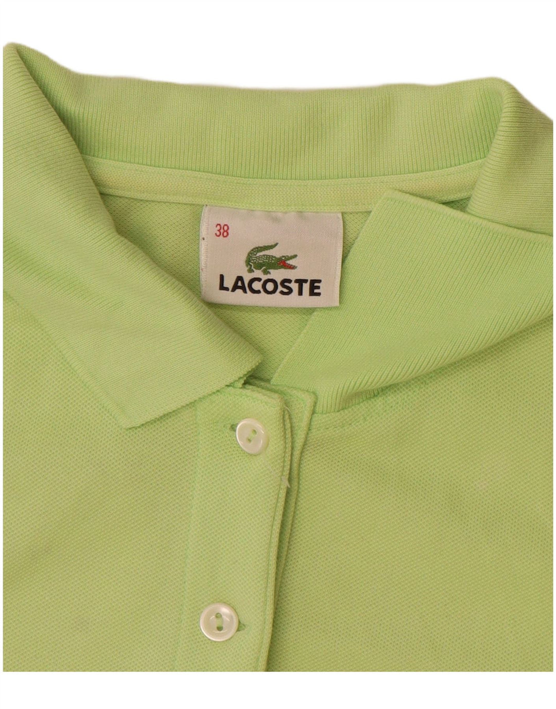 Lacoste Womens Polo Shirt Size 38 Medium Green Cotton