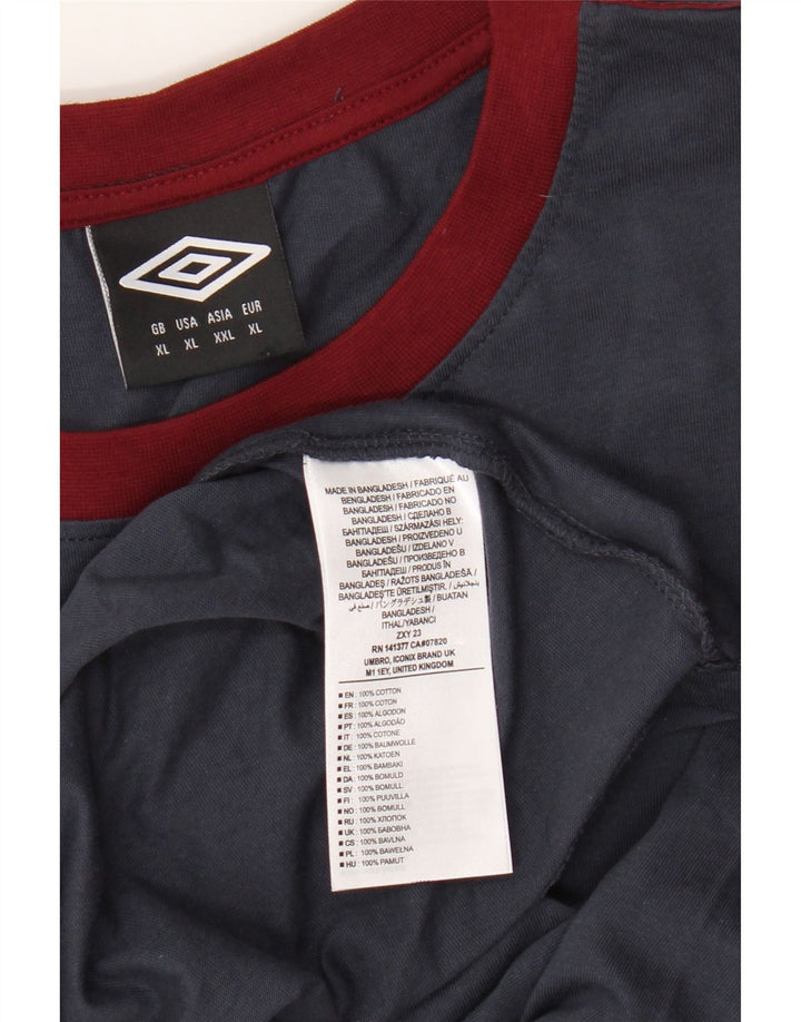 Umbro Mens T-Shirt Top XL Navy Blue Cotton
