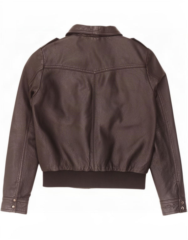 H&M Womens Military Leather Jacket UK 14 Medium Black
