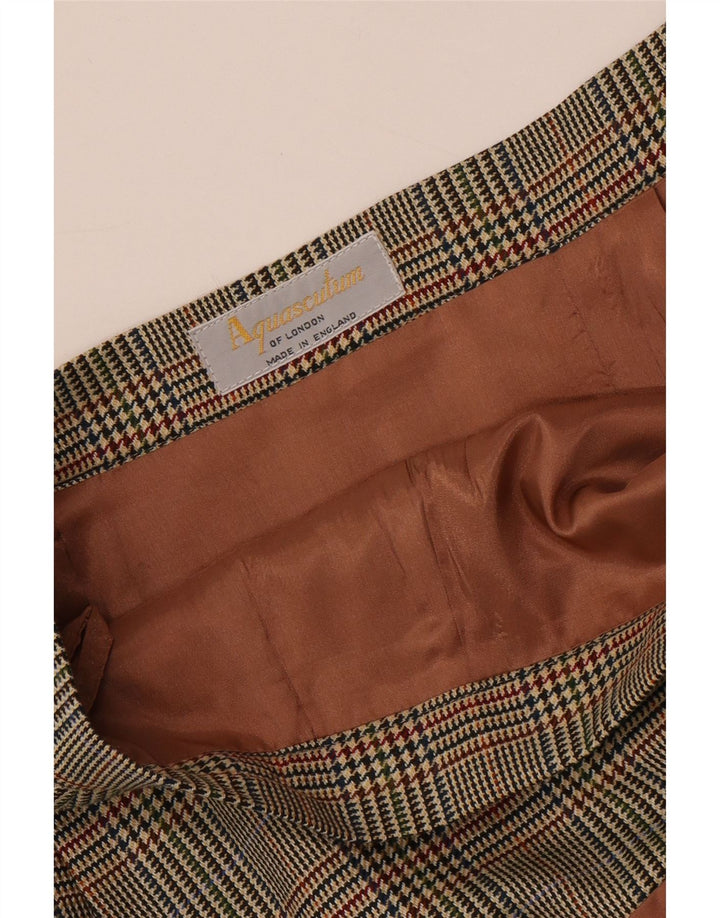 Aquascutum Womens Straight Skirt W32 Large Brown Houndstooth